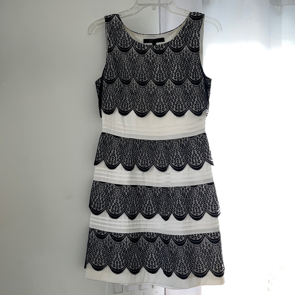 Black And White Lace Layered Dress
